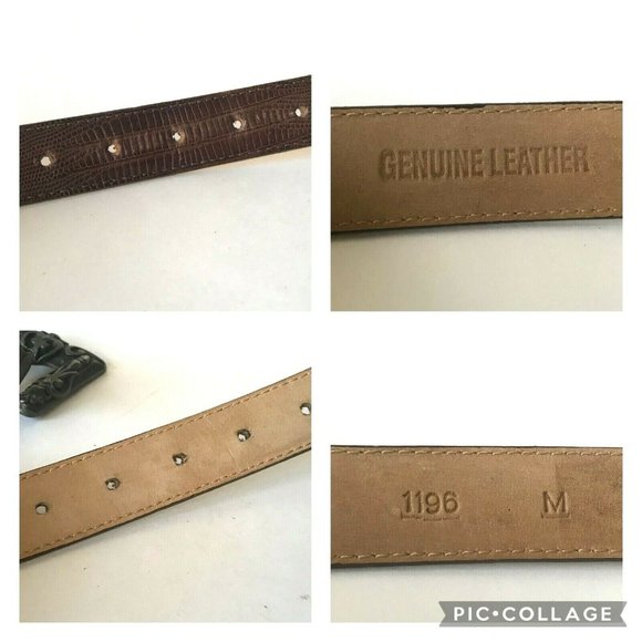 Vintage Portfolio Brown Leather Belt Cowgirl Crocodile Womens Size S M  Made USA - Picture 5 of 11